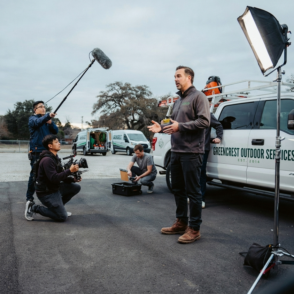 Video shoot for an outdoor service company